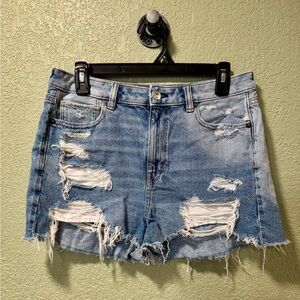 American Eagle Outfitters Light Blue Distressed Jean Shorts